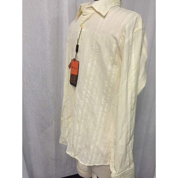 Ben Sherman Men's Shirt Cream Color Dress Casual Button Up Size Large New! - Picture 4 of 11